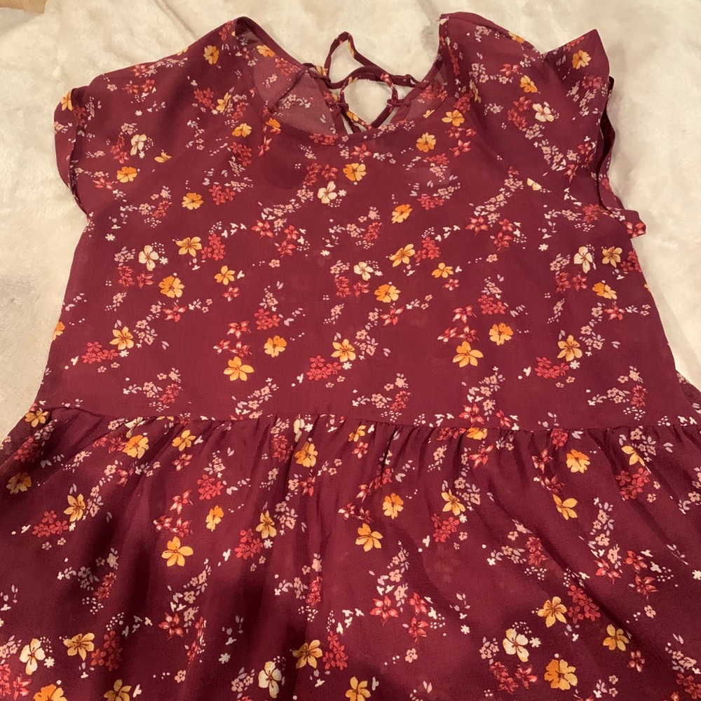 Maroon floral blouse